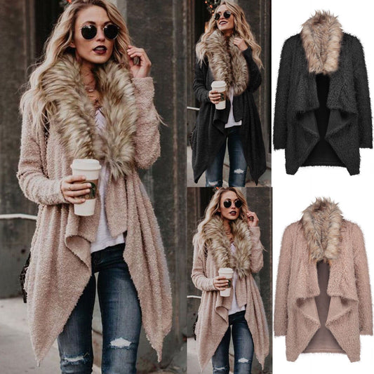 Fur Collar Plush Cardigan Sweater