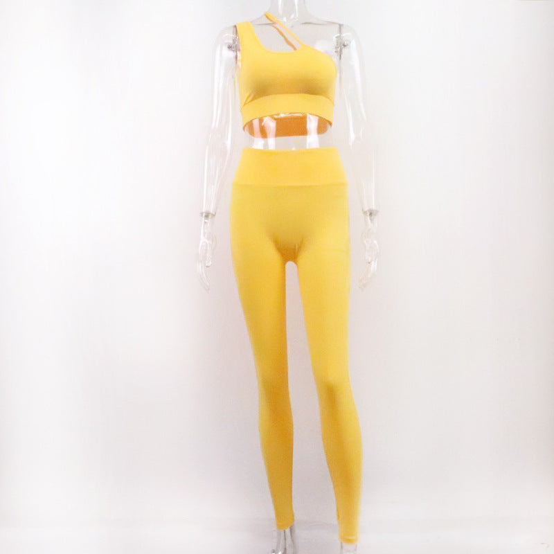 Conjunto de ropa deportiva de moda de un solo hombro