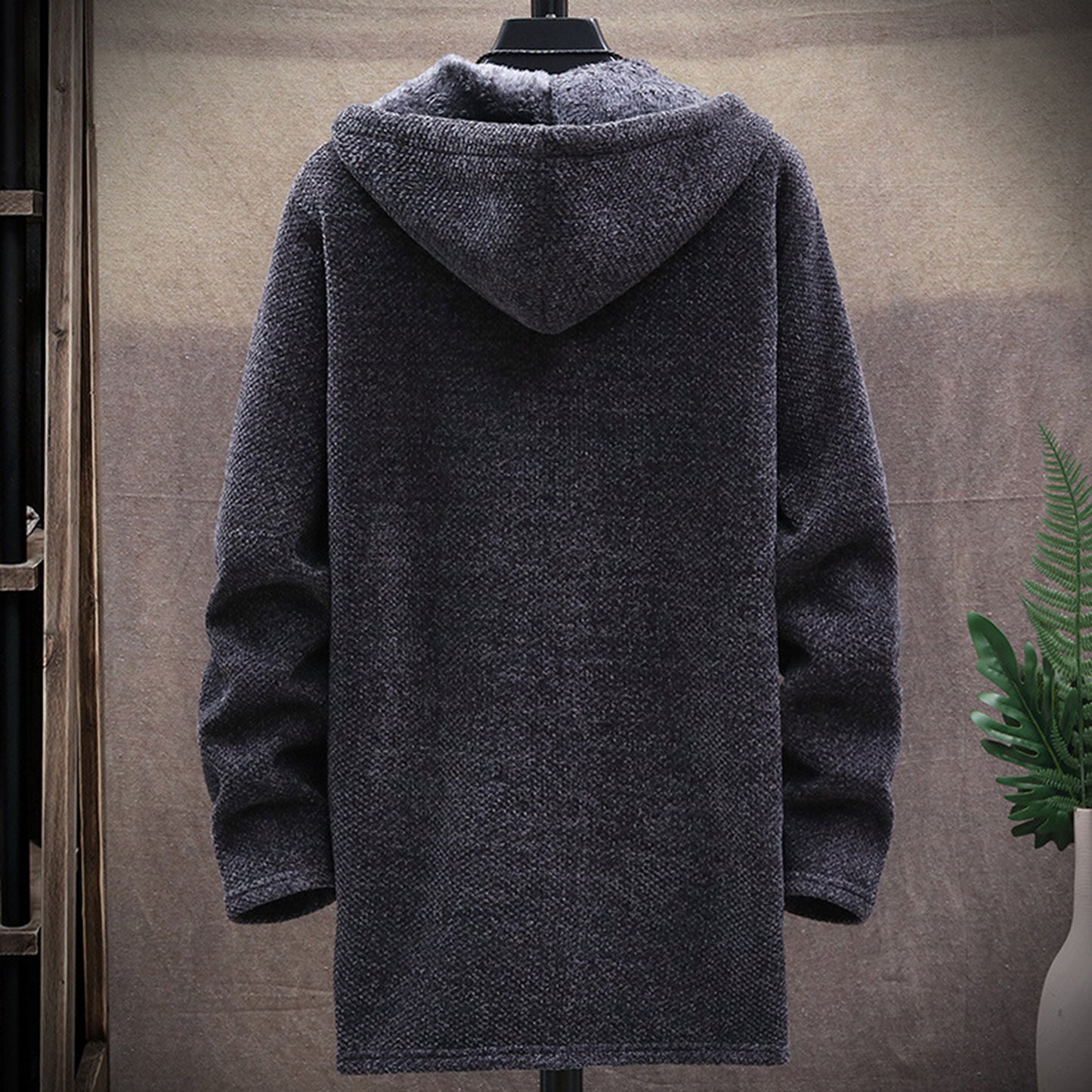 Plush Fur Lined Men's Sweater Jacket