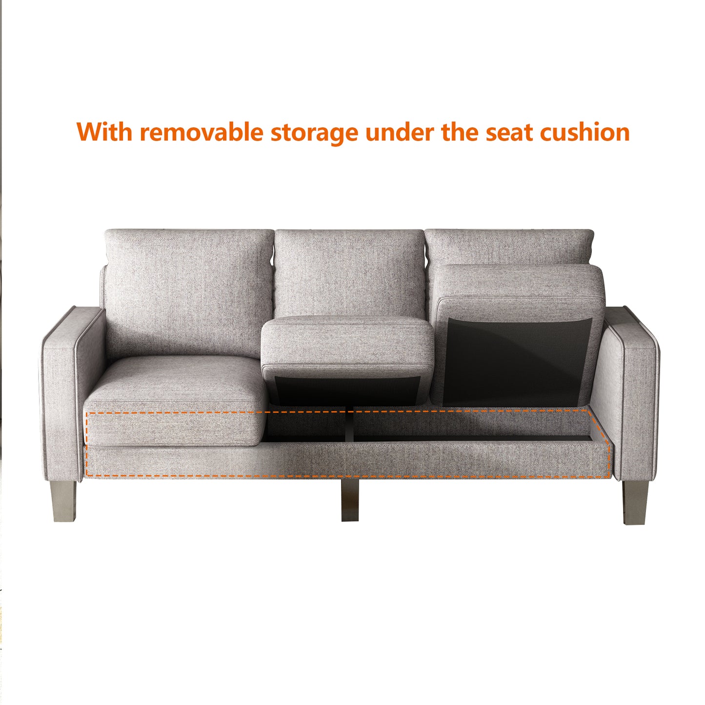 Modern Light Grey Linen Sofa
