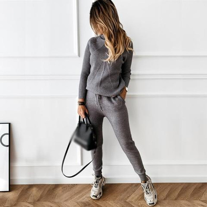 Turtleneck 2-Piece Sweater Suit Set