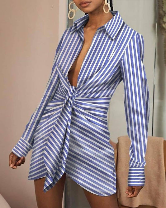 Business & Pleasure Deep-V Lapel Collar Dress