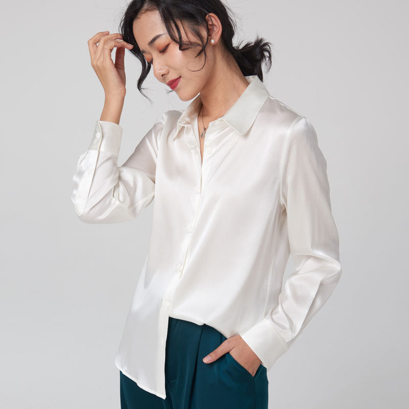 Satin Long Sleeve Collar Shirt