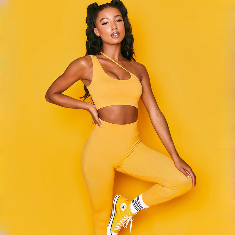 Conjunto de ropa deportiva de moda de un solo hombro