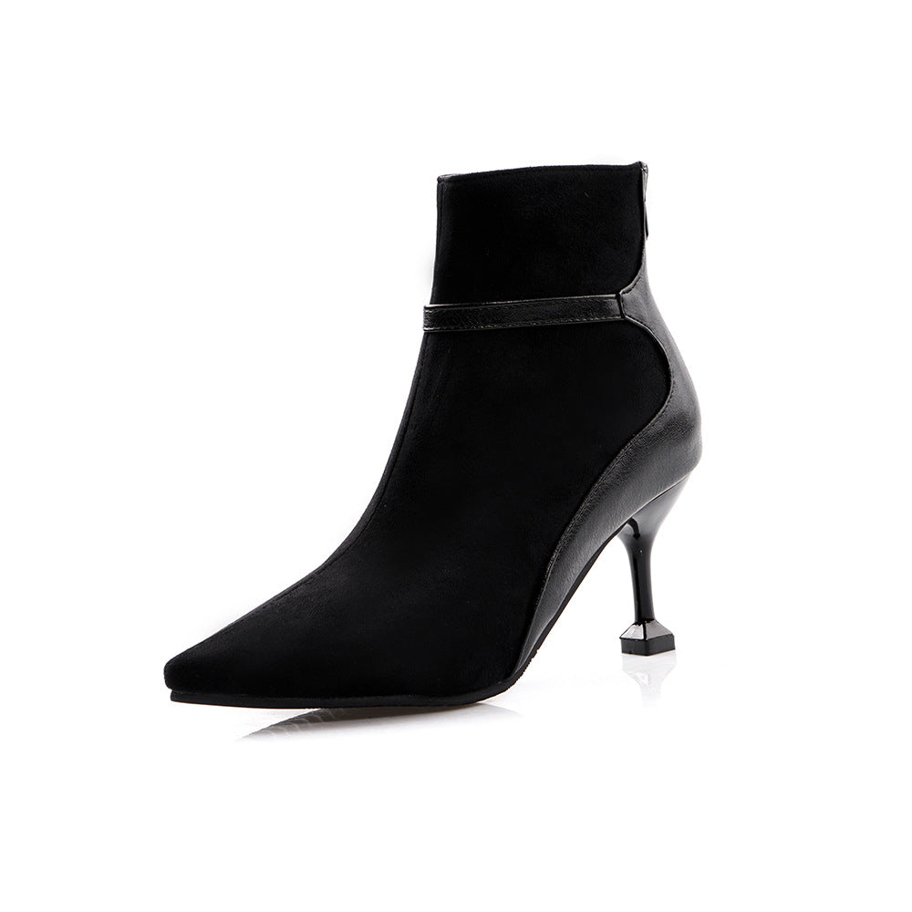 Stiefel mit quadratischem Absatz und spitzer Zehenpartie (Farboptionen)