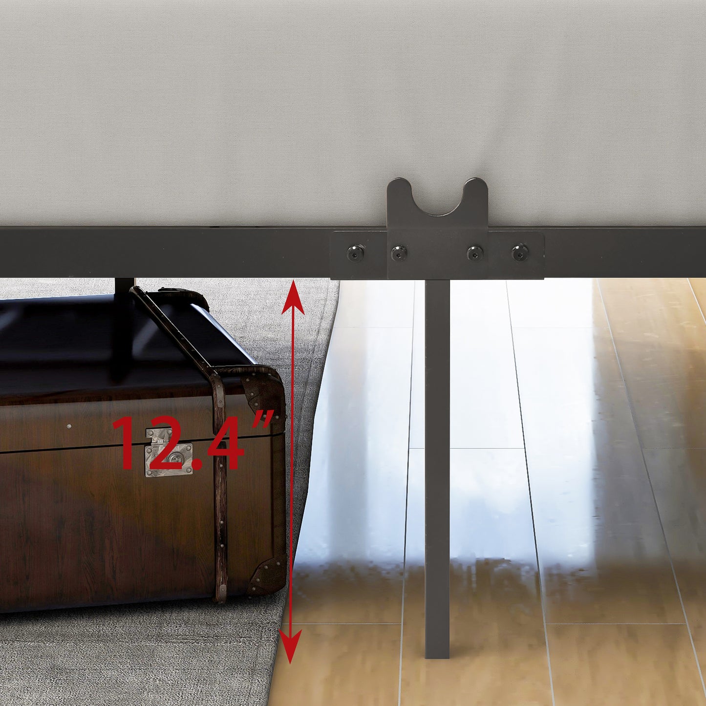 Estructura de cama con detalle en X y dosel de metal de tamaño completo
