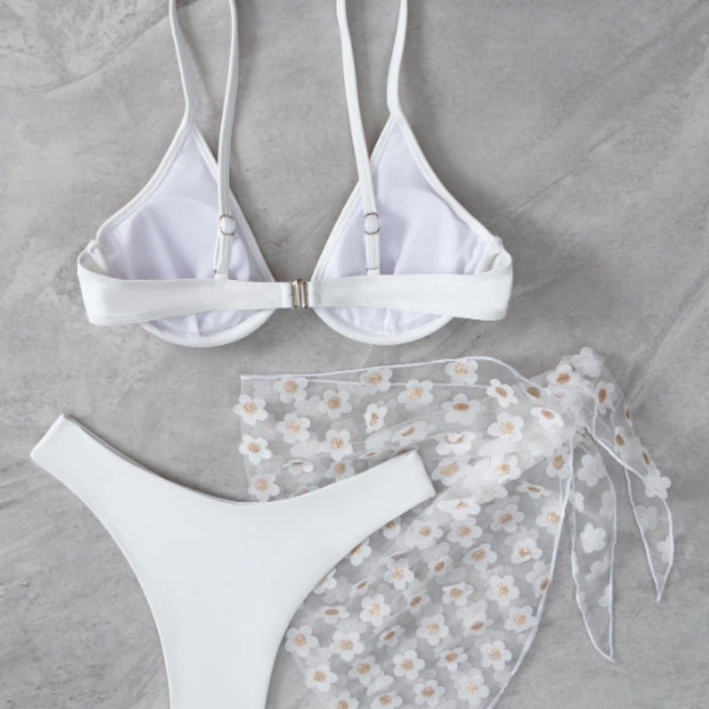 Women's Daisy Embroidered Bikini -3 Piece