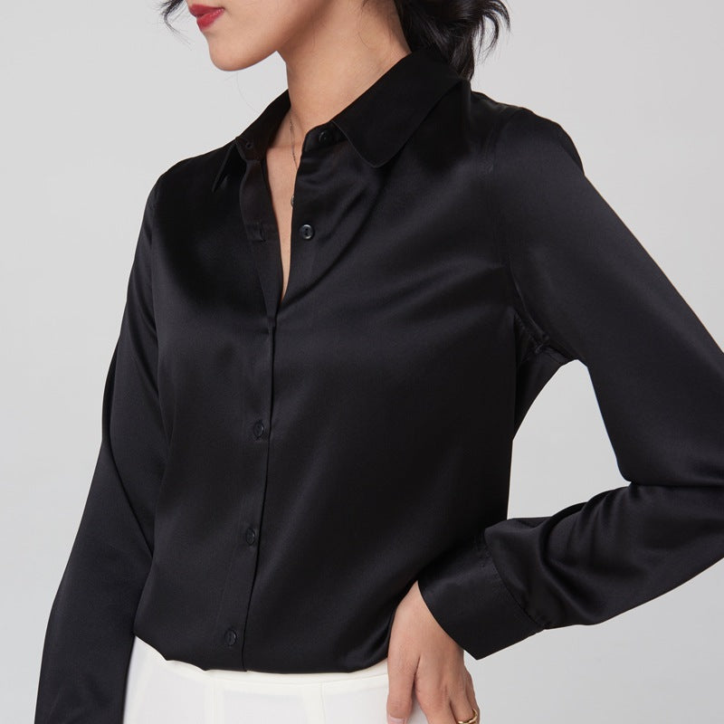 Satin Long Sleeve Collar Shirt