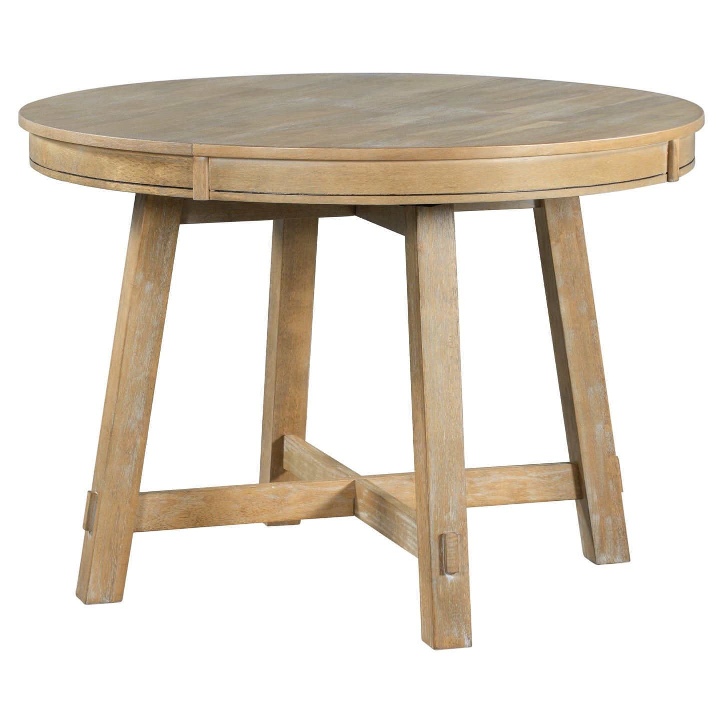 Mesa de comedor extensible redonda de madera de 5 piezas y 4 sillas de comedor tapizadas