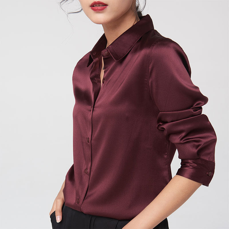 Satin Long Sleeve Collar Shirt