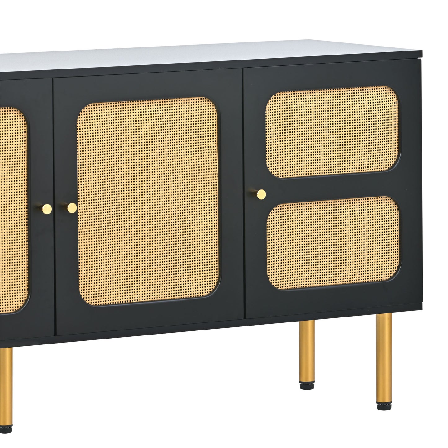 Black & Rattan TV Stand for TVs Up to 70”