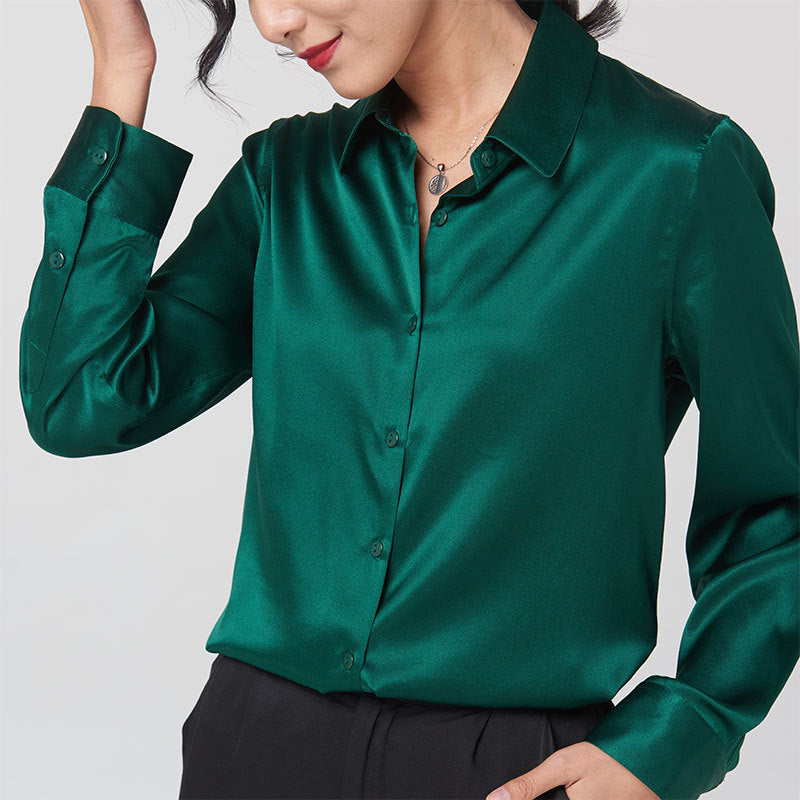 Satin Long Sleeve Collar Shirt