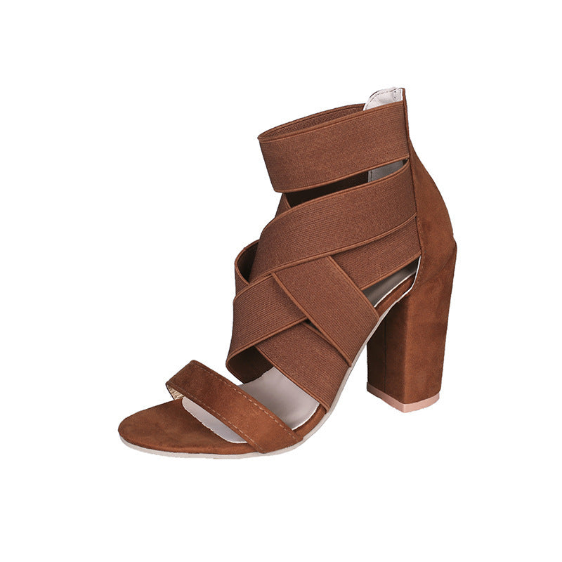 Gekreuzte Sandalen mit elastischen Riemen (Farboptionen)