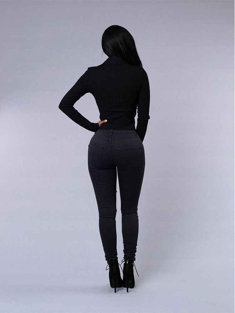 Vaqueros pitillo rasgados para mujer (2 colores)