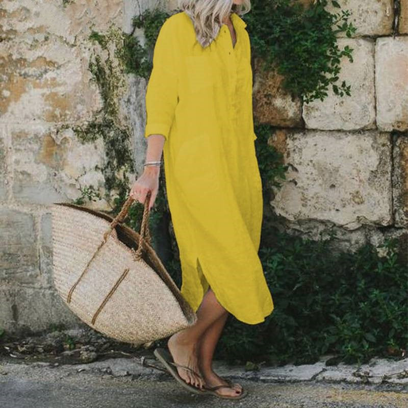 Comfy Long Pocketed Shirt Dress