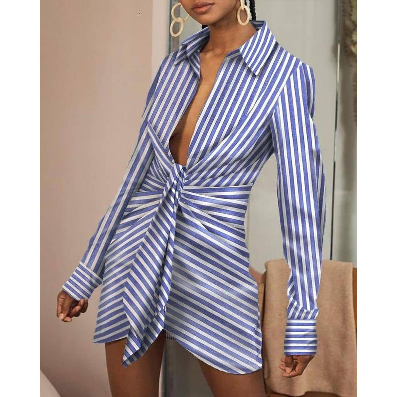 Business & Pleasure Deep-V Lapel Collar Dress