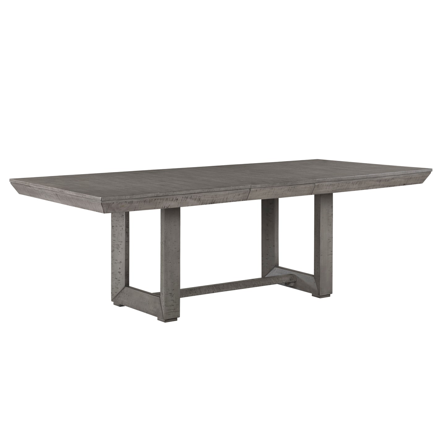 Juego de mesa de comedor gris rústico de 5 piezas con hoja extensible y 4 sillas tapizadas de tela