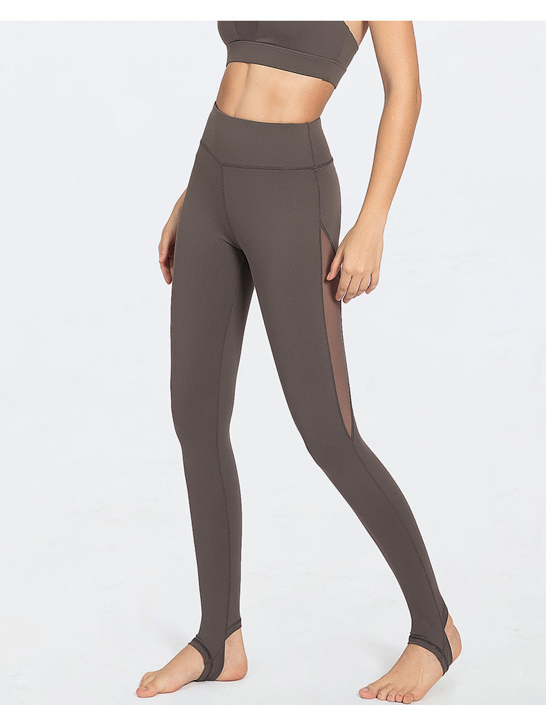 Pantalones de yoga transparentes hasta el muslo con funda para el pie