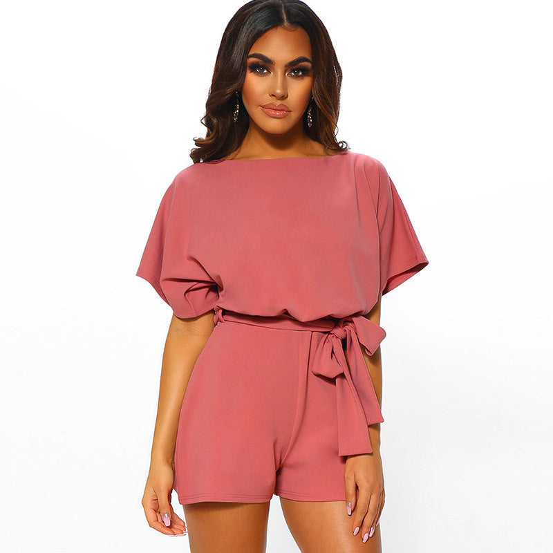 Summer Shorts Belted Jumpsuit