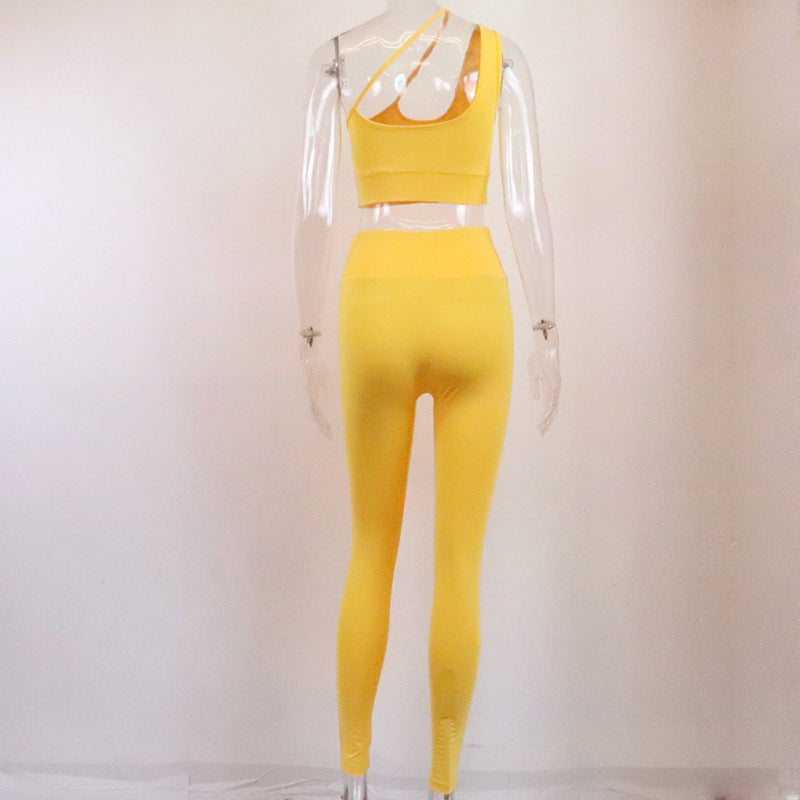 Conjunto de ropa deportiva de moda de un solo hombro