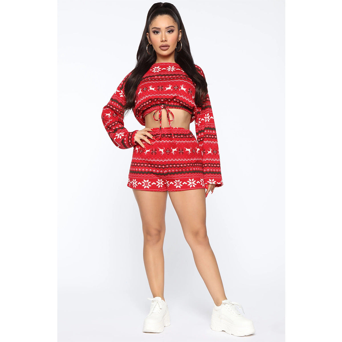 Conjunto de pijama corto de manga larga para mujer