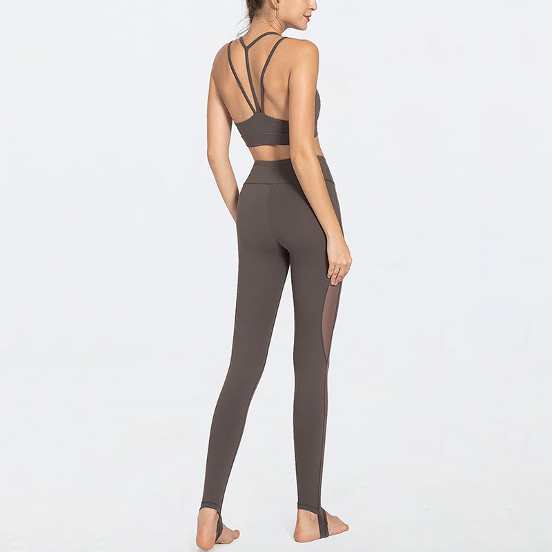 Pantalones de yoga transparentes hasta el muslo con funda para el pie