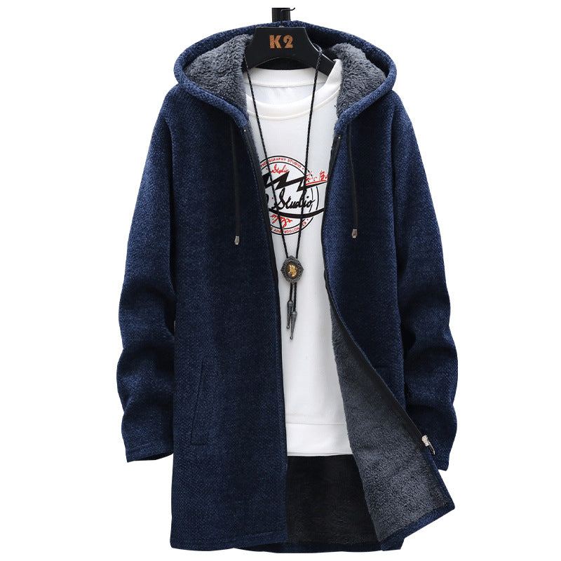 Plush Fur Lined Men's Sweater Jacket