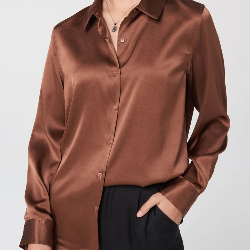 Satin Long Sleeve Collar Shirt