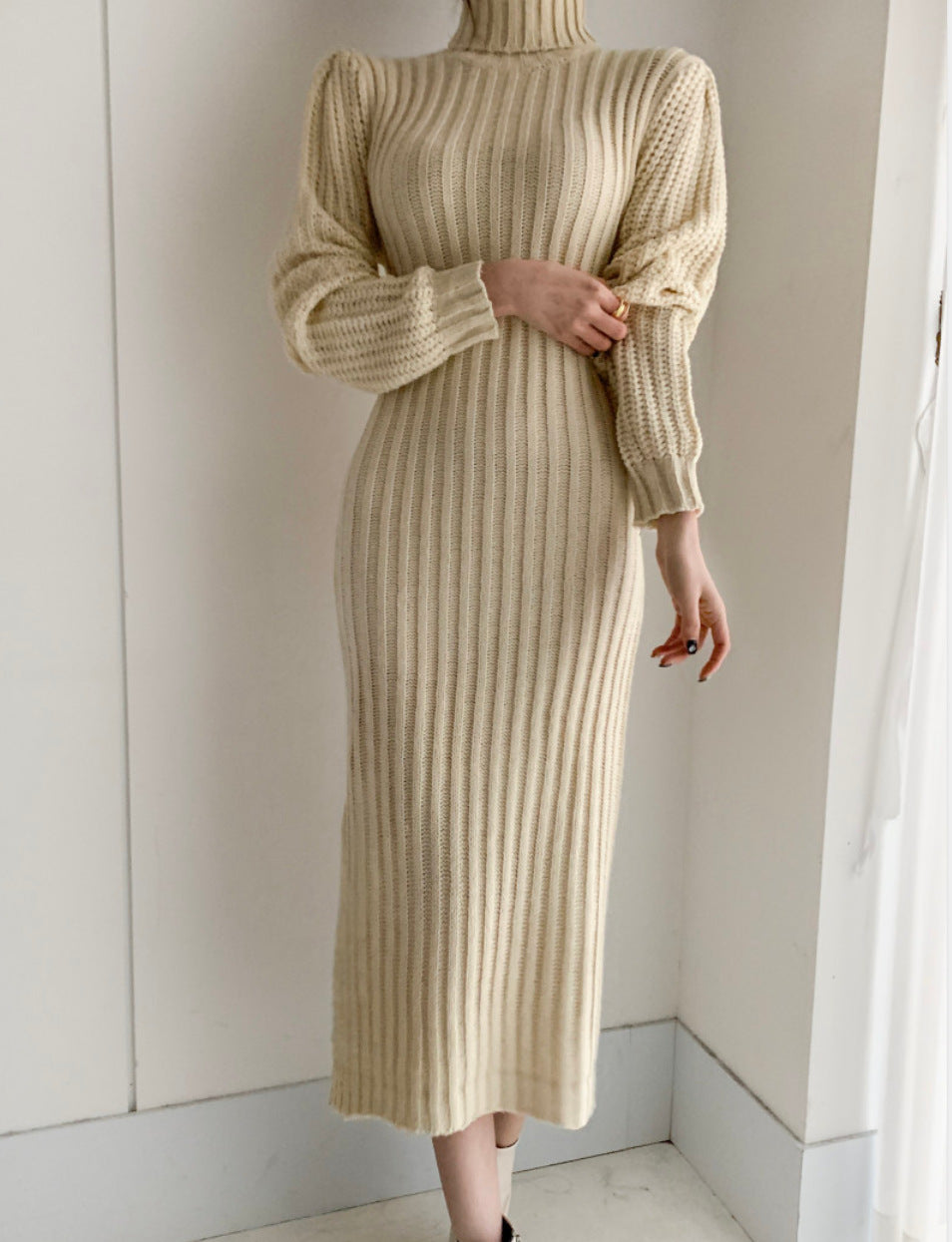 Thick Cross Body Tied Sweater Dress