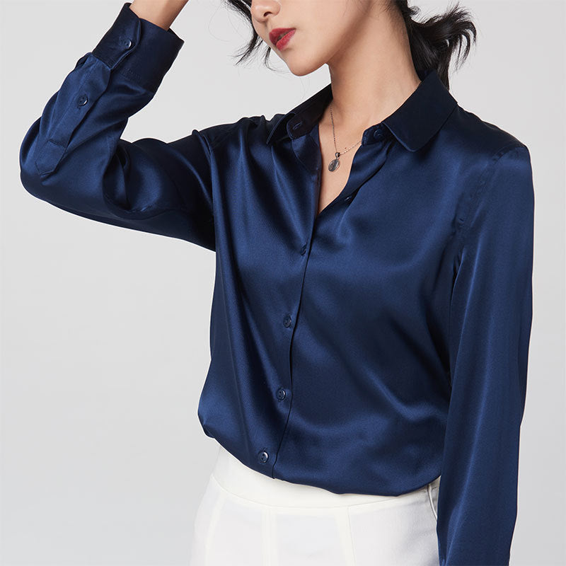 Satin Long Sleeve Collar Shirt