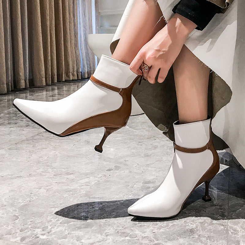 Stiefel mit quadratischem Absatz und spitzer Zehenpartie (Farboptionen)