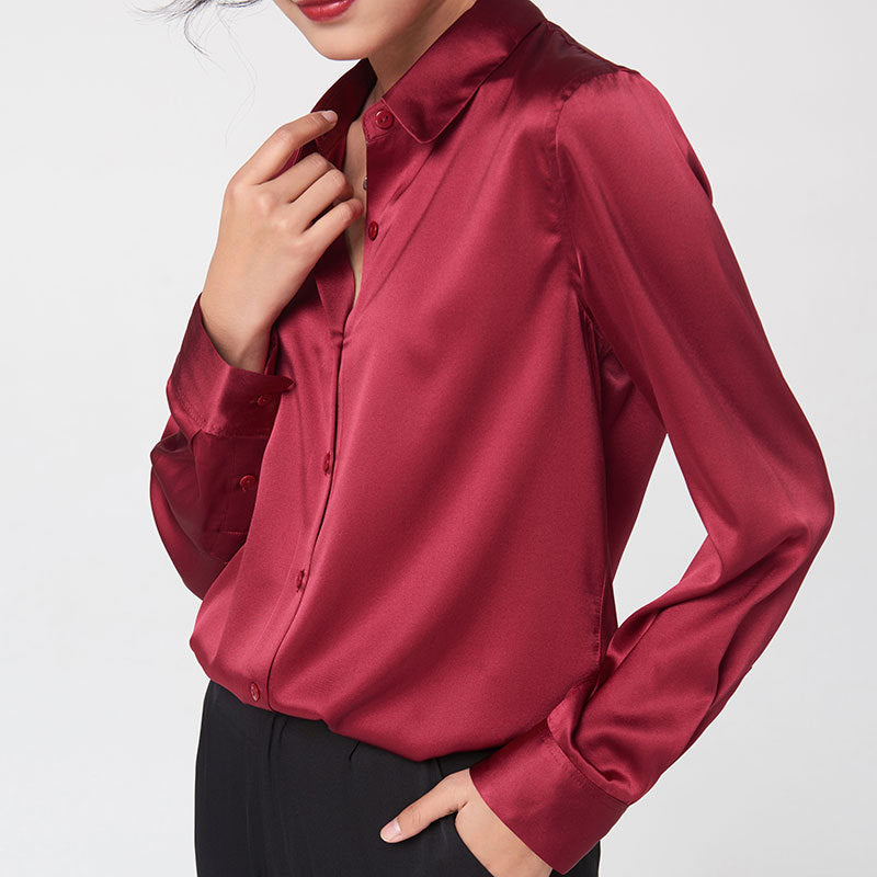 Satin Long Sleeve Collar Shirt