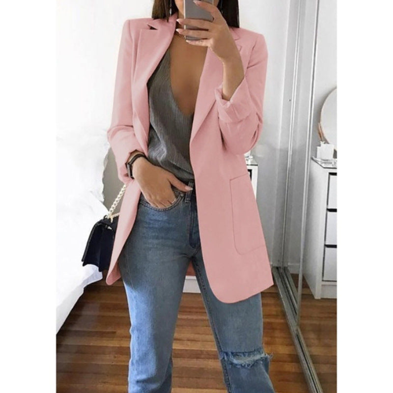 Revers-Blazer in mittlerer Oberschenkellänge