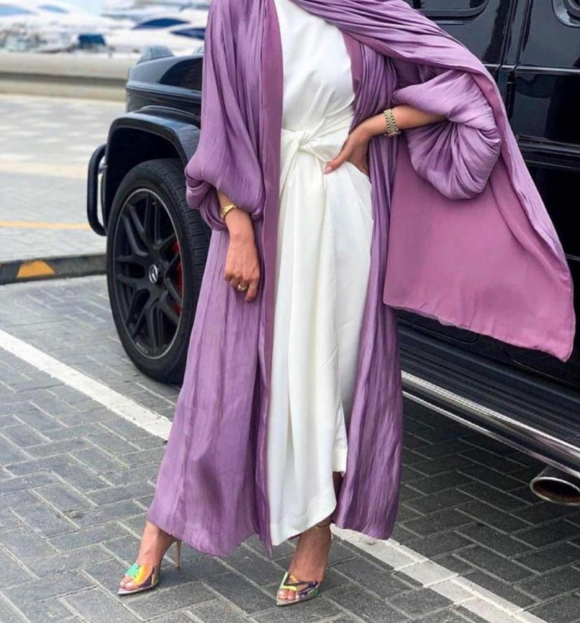 Elegant Silky Long Wrap Dress