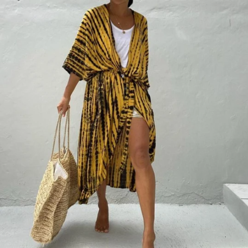 Batik-Strand-Cardigan zum Überziehen