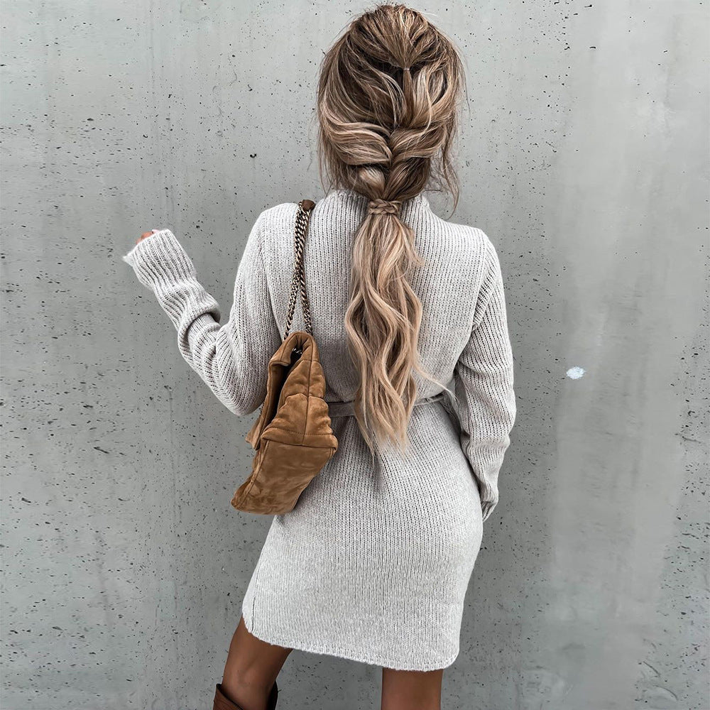 Wrapped and Knitted Cashmere Feel Sweater Dress