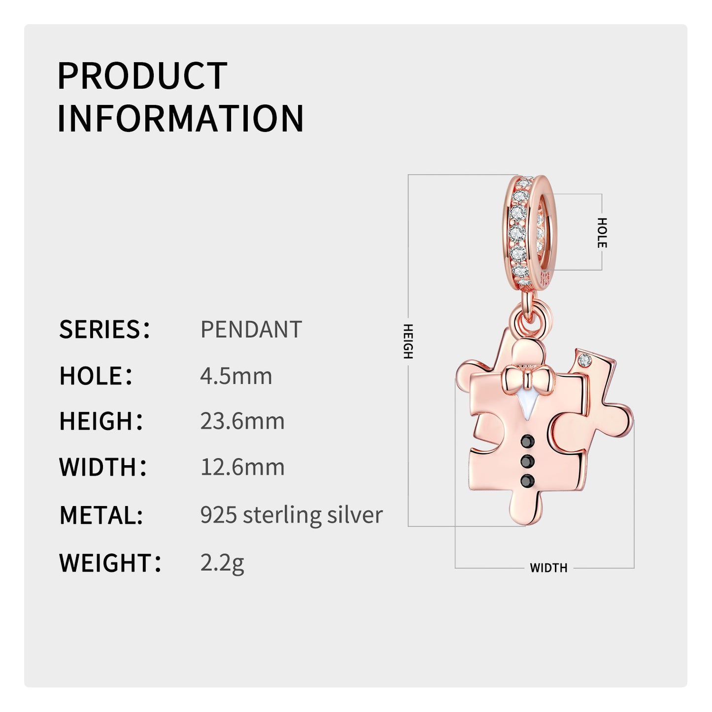 Found the Missing Piece Jigsaw Pendant Rose Gold Plated Valentine's Day Gift