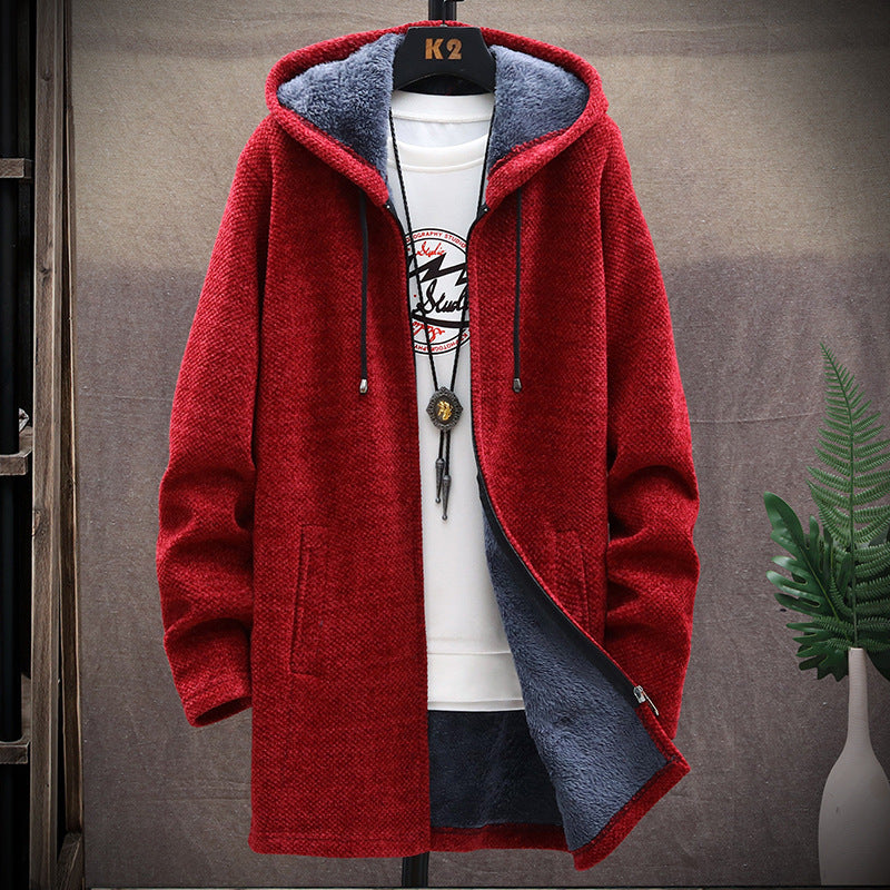 Plush Fur Lined Men's Sweater Jacket