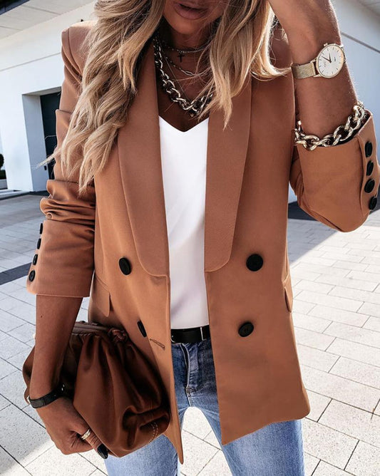 Chic long-sleeved double-breasted blazer