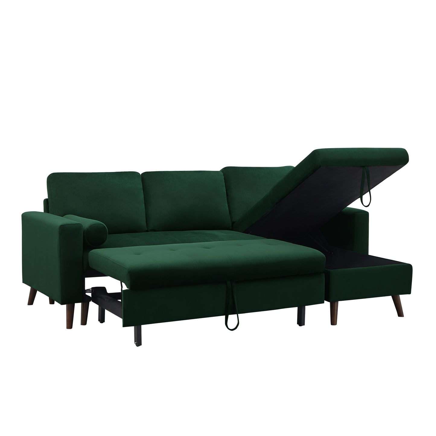 88" Reversible Sectional Sofa Multi-function Pullout Bed & Storage