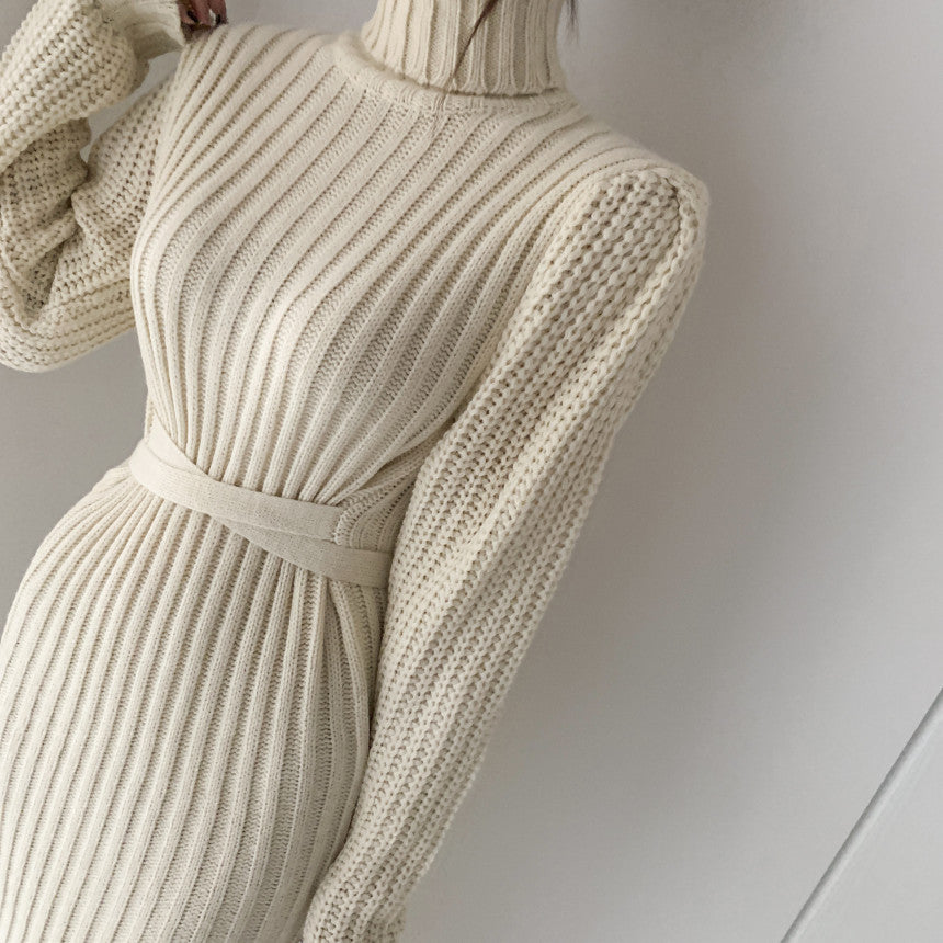 Thick Cross Body Tied Sweater Dress