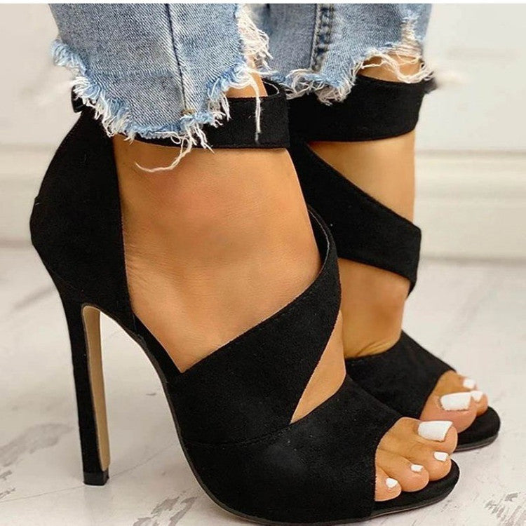 Grauer offener Schuh mit goldenem Absatz (Farboptionen)