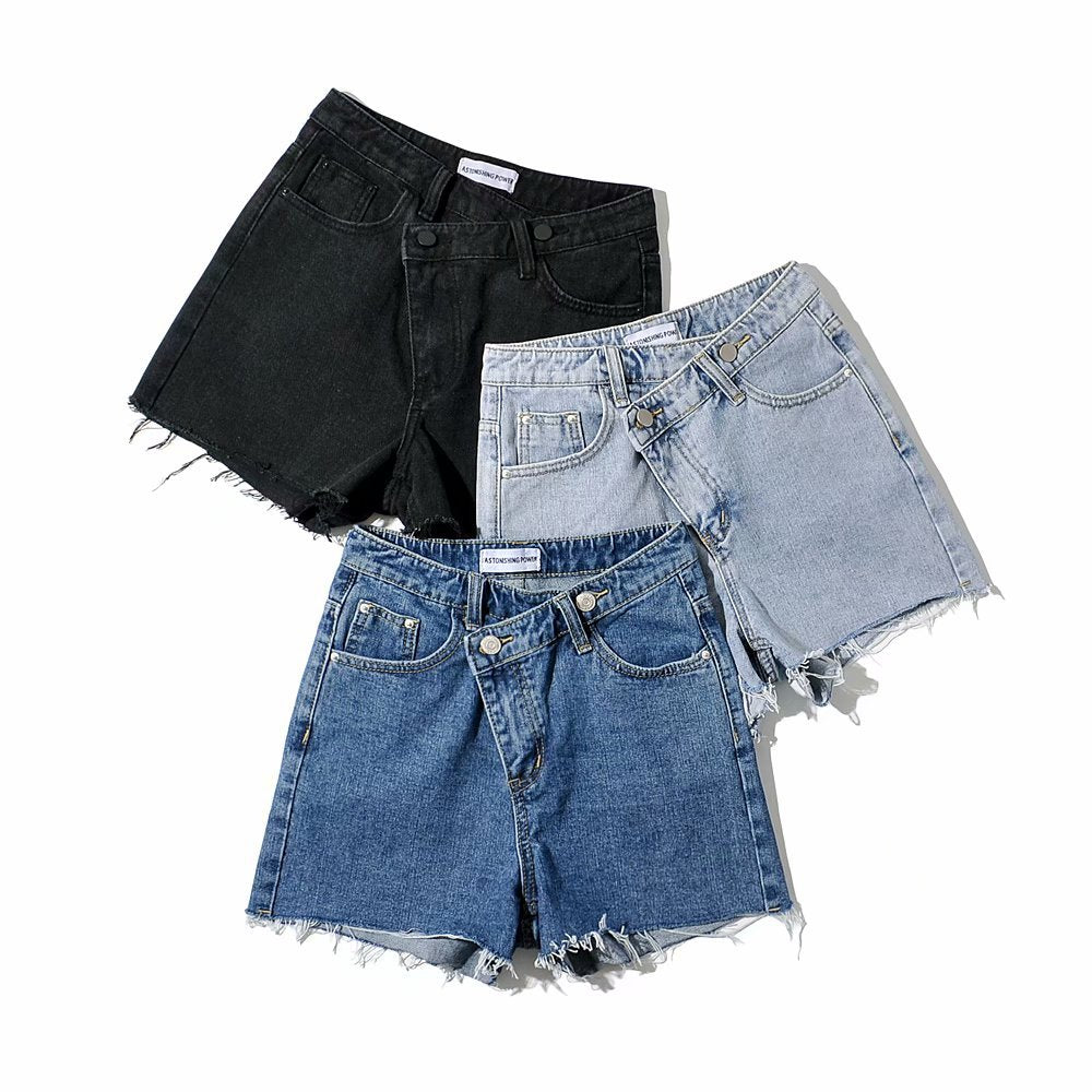 Unique Asymmetrical Denim Shorts