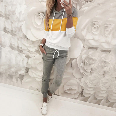 Color Block Hoodie and Sweatpants 2 Piece Set