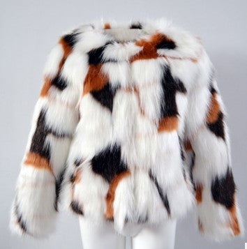 Ausgefallene mehrfarbige Pelzjacke