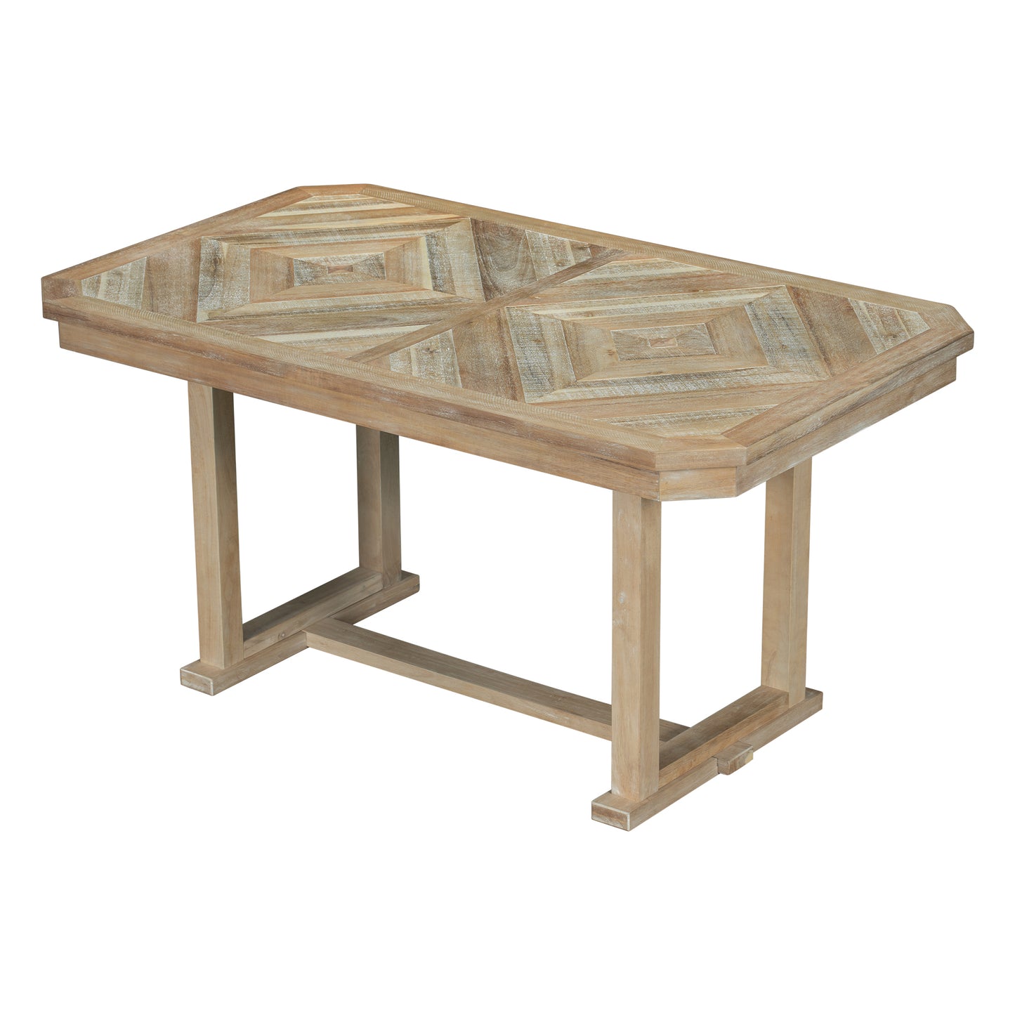 Juego de mesa de comedor de madera Chevron de 6 piezas con banco