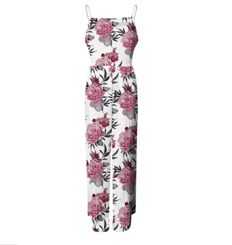 Jumpsuit mit weitem Bein und Perlenriemen