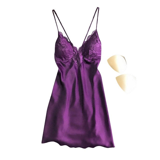 Slip de pijama de satén de lencería sexy para mujer