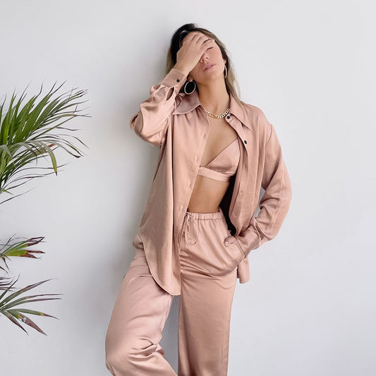 Three-piece Silky Women's Pajama Set