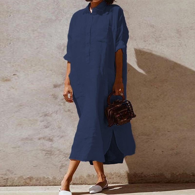 Comfy Long Pocketed Shirt Dress